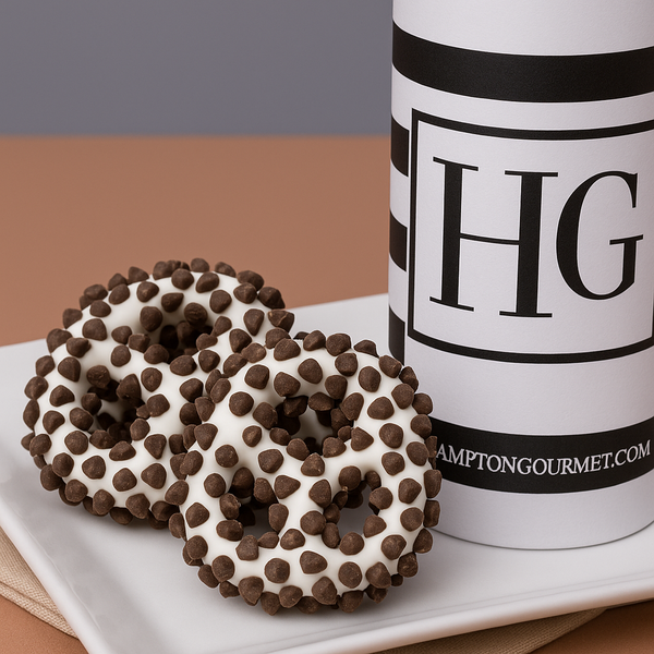 White Chocolate Covered Pretzels with Chocolate Chips 1 Dozen