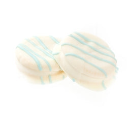 White Chocolate Blue Drizzle Coated Sandwich Cookies 1 Dozen